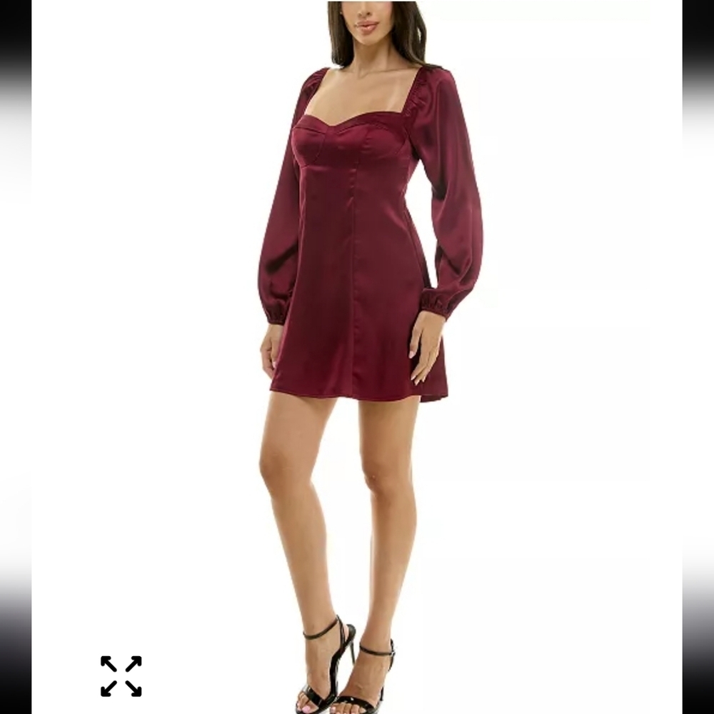 B Darlin Womens Red Sweetheart-Neck Long-Sleeve A-Line Dress Juniors Size 9/10